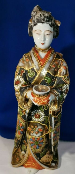 Rare Antique Japanese Porcelain Kutani/satsuma Large Geisha Figurine Figure