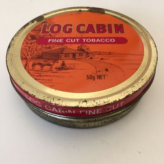 Vintage Collectable Log Cabin Fine Cut Tobacco Tin Mancave 3