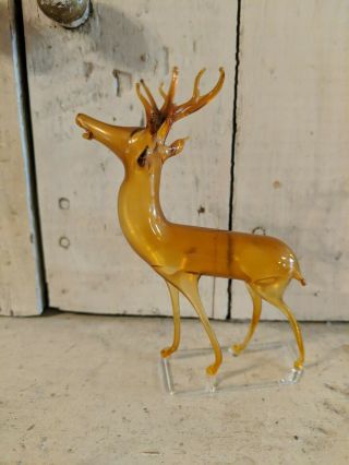Antique Amber German Blown Glass Reindeer Deer