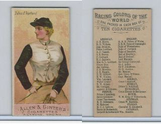 N22 Allen & Ginter,  Racing Colors Of The World,  1888,  Duke Of Portland