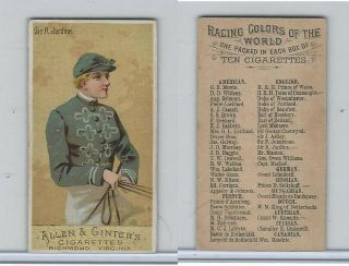 N22 Allen & Ginter,  Racing Colors Of The World,  1888,  Sir R.  Jardine