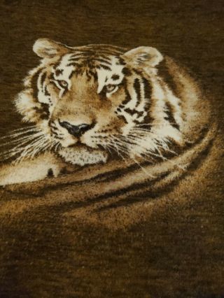 Vtg Biederlack Throw Reversible Blanket Tiger Big Cat Safari West Germany 58 X78