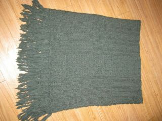 Vintage Ll Bean,  100 Wool Cable Knit Throw Blanket,  Made In Ireland