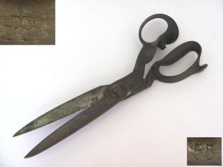 19c.  Antique Huge Iron Sewing Scissors Marked Robert Claas Solingen