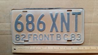 License Plate,  Mexico,  Front Bc,  Baja California,  1982 - 1983,  686 Xnt
