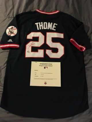 Jim Thome Cleveland Indians Signed Throwback Navy Jersey Mlb Authentic Hof Auto