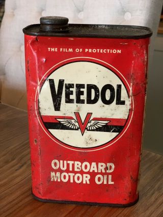 Vintage Veedol Outboard Motor Oil Can
