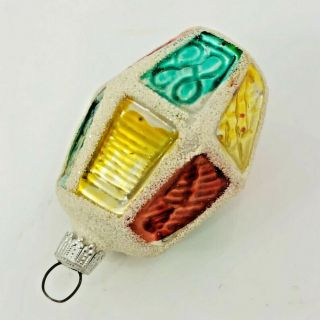 Vintage Mica Lantern Glass Christmas Ornament West Germany Stained Glass