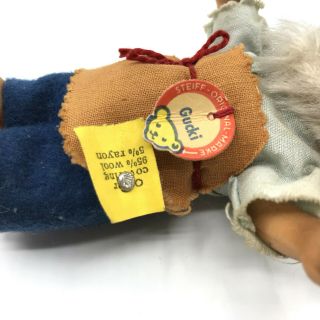 Steiff Gucki Dwarf Doll 13cm 5in ID Button Tags 1960s Mohair Beard Vintage 2
