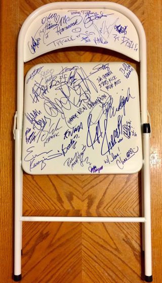 Wcw Wrestling 36 Autographs Signed Steel Chair 2000 Blood Rising Wwf Wwe