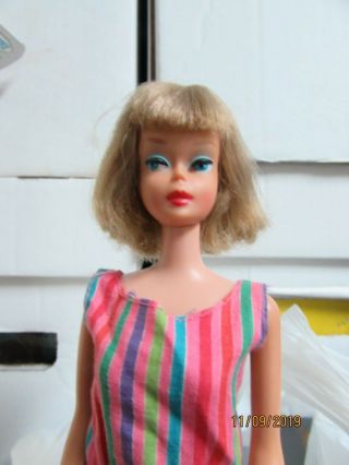 Vintage American Girl Barbie Long Hair High Color Late 1966 All Raised Body Mark