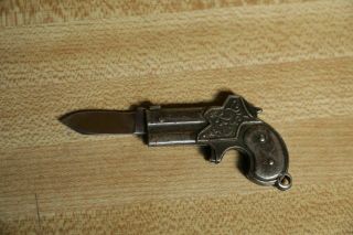 Fob Folding Gun Knife Vintage Japan Mixed Metal - Silver Plate