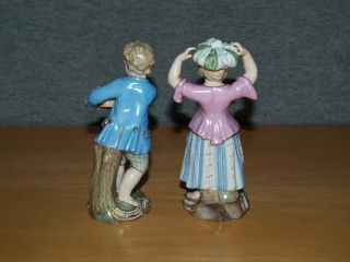 Pair Antique Meissen Porcelain Figures - Garden Boy & Girl Children No.  3x & No 5 3