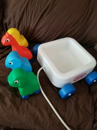 Vintage Little Tikes Pull Toy Wagon ' n Friends Train with 4 Animals 2
