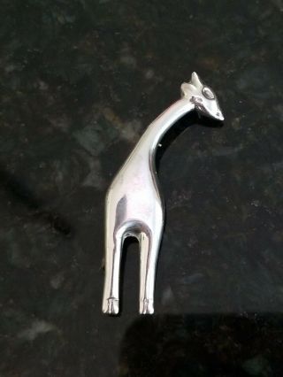 Vtg 925 Sterling Silver Puffy Giraffe Brooch 2.  25 " Pin Pendant Mexico Signed Ai