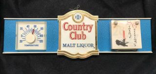 Vintage 1970 Country Club Malt Liquor Beer Thermometer Calendar