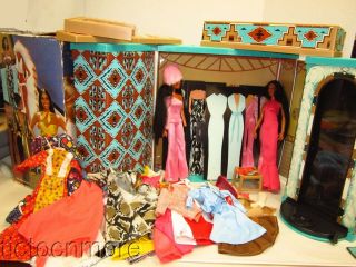 Vintage Mego Cher Doll Dressing Room,  Clothes,  Fashion Plates,  Dolls & Box