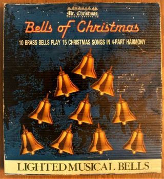 Mr Christmas Bells Of Christmas Musical Lighted Brass Bells - 15 Songs - Vintage