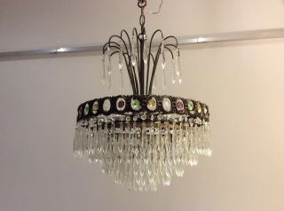 A Fantastic Antique French 5 - Tier ‘icicle’ Crystals ‘waterfall’ Chandelier.
