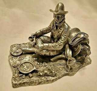 Vintage Fine Pewter Figurine " The Cowboy " By Ron Hinote 1977 Western Collectible