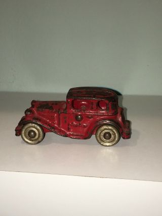 Vintage Arcade Cast Iron Toy Car Red Ford Model A Coupe
