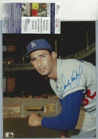 Sandy Koufax Autographed Los Angeles Dodgers Baseball 8x10 Color Photo Jsa