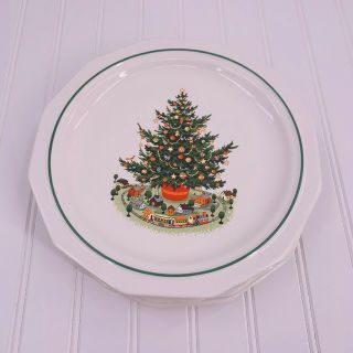 Set Of 4 Vintage Pfaltzgraff Christmas Heritage Dinner Plates Tree 10 " Usa