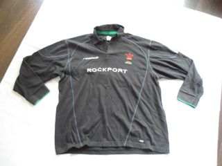 Vintage Wales Reebok Rockport Black Jersey Shirt Size Xl