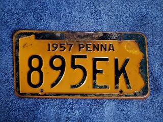 Gr8 1957 Pennsylvania License Plate Tag Number 895 Ek Vintage Pa Penna