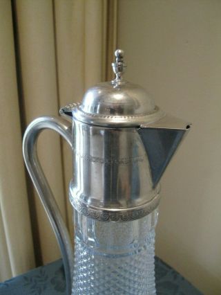 VINTAGE CUT GLASS AND SILVER PLATE CLARET JUG 3
