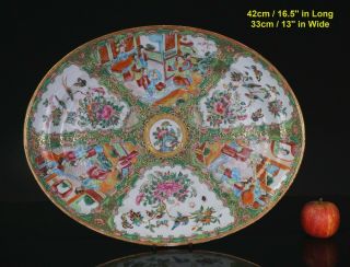 Huge 42cm 16.  5  Antique Chinese Canton Famille Rose Porcelain Plate Dish 19th C