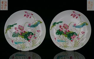 Fine Large Pair Chinese Famille Rose Boneless Porcelain Plate Jiangxi Ciye Co.