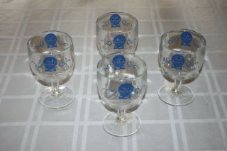 Vintage Pabst Blue Ribbon Thumbprint Goblets Set Of 4 14oz Pbr Schooner Mug