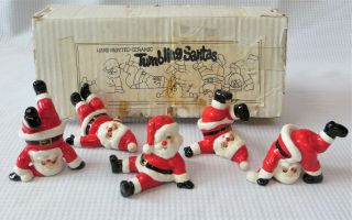 Vintage Tumbling Santas 1976 Fitz And Floyd,  Box 5 Made In Japan Ceramic Figure
