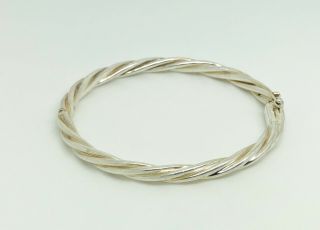 Gorgeous Vintage Sterling Silver Modernist Thick Rope Twist Bangle - 7 " 18cm