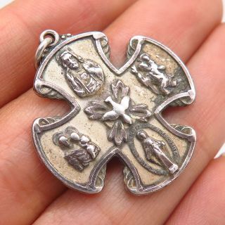 925 Sterling Silver Vintage Creed I Am A Catholic Religious Cross Pendant