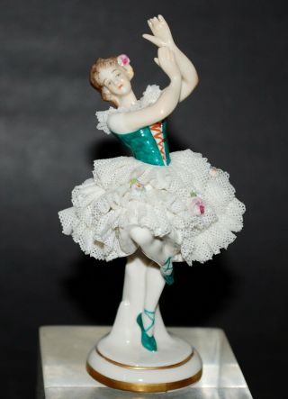 Porcelain Dresden Volkstedt Delicate Lace Dress Ballerina.  5 ".  Germany (b)