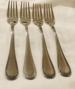 4 Towle Beaded Antique Germany Salad Forks 18/8 Stainless Steel Flatware Euc