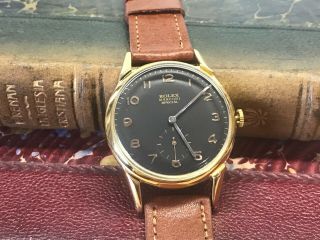 Vtg Rolex Marconi Special Black Dial 18kts Gold Plated Case From 1930 Aprox.