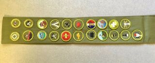 Vintage Boy Scout Merit Badge Sash,  21 Badges (for Eagle Scout) Early 1960 