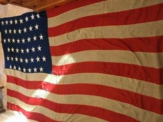Very Large,  Antique,  45 Star,  U.  S.  American Star And Strips Flag