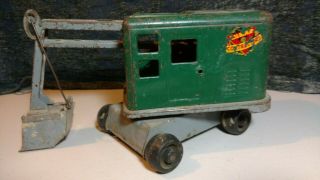 Vintage Pressed Steel Marx Lumar Contractors,  Toy Steam Shovel Truck,  Green