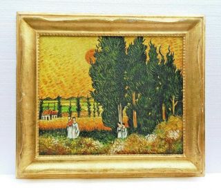 Antique Oil On Canvas Vincent Van Gogh 1884 With Frame In Golden Leaf