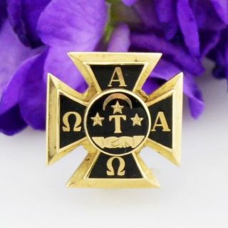10k Yellow Gold Antique Alpha Tau Omega Fraternity Pin/badge