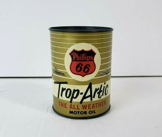 Vintage Phillips 66 Trop Arctic Motor Oil Can Coin Bank Advertising