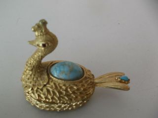 Vintage 1950/60 Peacock Salt Cellar With Spoon - Made In England