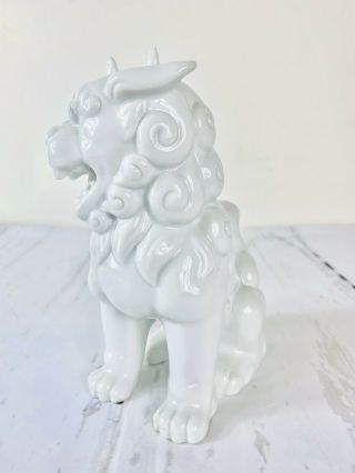 Foo Fu Dog Guardian Lion White Vintage Ceramic Porcelain Statue Chinese H 7” 3