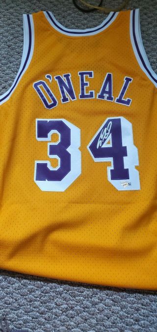 Shaquille O ' Neal Signed Mitchell & Ness Swingman 1996 - 97 Lakers Jersey Fanatics 2