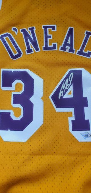 Shaquille O ' Neal Signed Mitchell & Ness Swingman 1996 - 97 Lakers Jersey Fanatics 3
