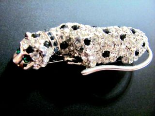 Vintage Kenneth Jay Lane Kjl Rhinestone Leopard Brooch Pin